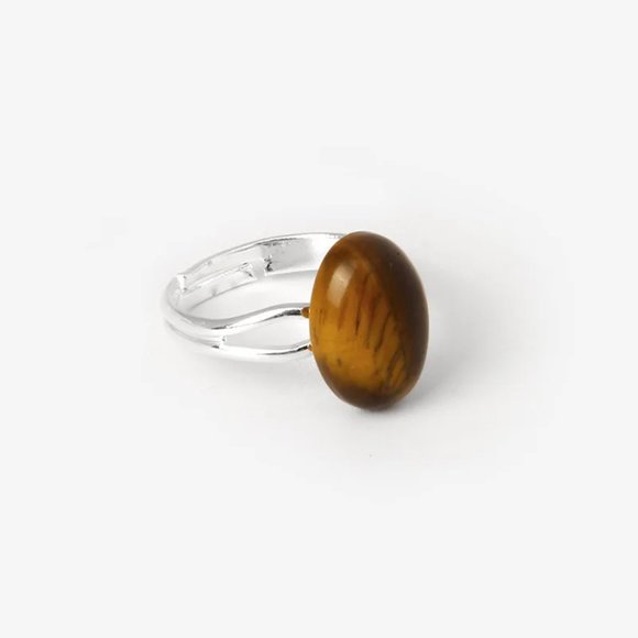 Tiger Eye Natural Stone Ring Adjustable - Picture 2 of 2